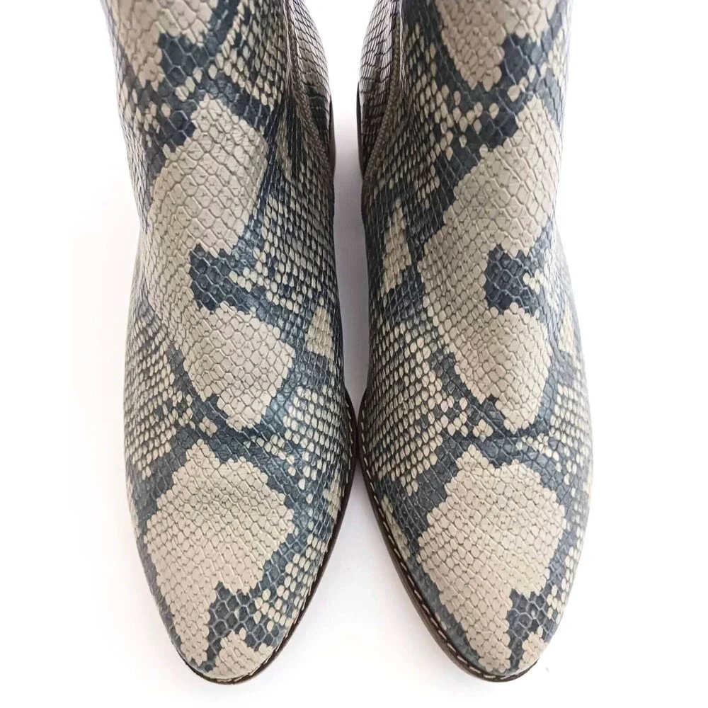 NEW Lucky Brand Lenree Python Print Leather Ankle Boot Side Zip Sz 7.5